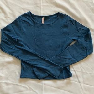 FB Sister - Cropped Blue Long Sleeve Top - XS